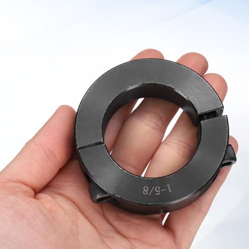 QUARKZMAN 2 Stück Wellenklemme, 1-5/8 Bohrung 2-5/8 AD 11/16 Dicke Doppelt Geteilte Stellringe, Kohlenstoffstahl Wellenkragen mit Stellschrauben, Schwarz