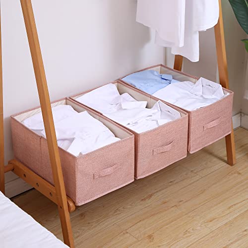 Fihap Closet Organizer Collapsible Pink Storage Bins With Lids Sturdy Fabric Containers Cubes Stackable Box For Clothes Bedroom Blankets Toys, 3 Pack #TOP7