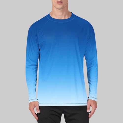Mens Swim Shirts UPF 50+ Rash Guard Long Sleeve UV Protection Hiking Top Quick Dry Gradient Fishing Beach Outfit 20252