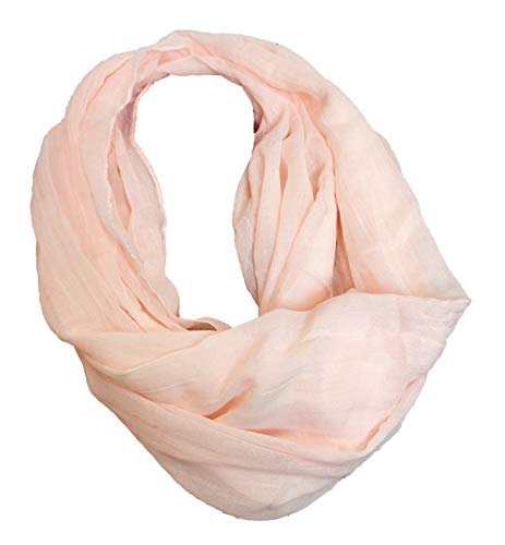 J26 Einfarbig Sommer Loop Glitzer Glitter Cotton Uni Rundschal Schlauchschal Stola Schal leicht Frühling (Rosa)