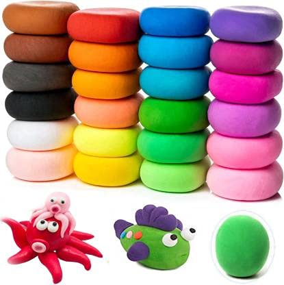 ManaBeeAir Dry Clay Set, Colorful Children Soft Clay, Creative Art Crafts, Gifts for Kids-Multi Color. Non-Toxic Modeling Magic Fluffy Foam Bouncing Clay Putty Kit for Kids with Tools (Pack of 12)
