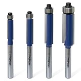 FivePears 4Pcs Flush Trim Router Bits Set 1/4 Inch Shank, Bottom Bearing Flush Cut Trim Router Bit f