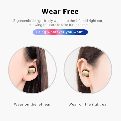 Image of Single Bluetooth Wireless Earbud, Mini Invisible in-Ear Wireless Bluetooth Headphone 12 Hours Super Long Battery Life Suitable for Sports Work and Sleep- Beige