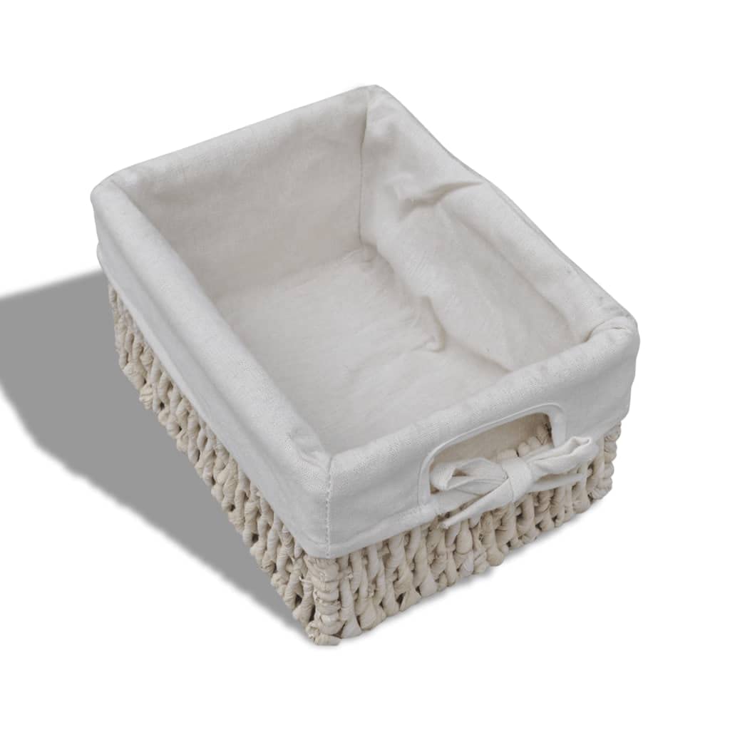 Armario de madera con 3 cestas trenzadas en color blanco, estantería de madera resistente con cestas de almacenamiento y decoración de la habitación de estilo rústico