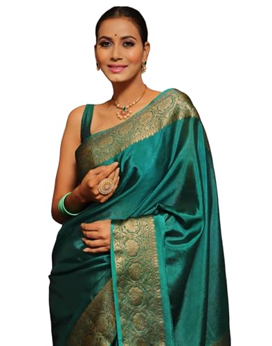 Image of SIRIL Women's Banarasi Silk Saree | Kanjivaram Silk Saree With Unstitched Blouse Piece