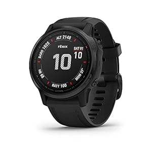 Garmin Fenix 6S Pro, Premium Multisport GPS Watch, Smaller-Sized, features Mapping, Music, Grade-Adjusted Pace Guidance and Pulse Ox Sensors, Black (Renewed)