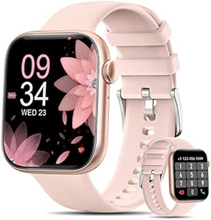 Smart Watch Women(Answer/Make Calls), 2022 Newest 1.8'' Bluetooth Smart Watch for Android iPhones, IP68 Waterproof Outdoor Fitness Tracker with AI Voice/Heart Rate/SpO2/Sleep Monitor, Smartwatch Pink