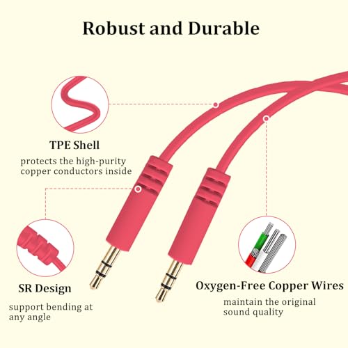 Cable de Audio Reemplazo Jack 3.5mm a Jack 3.5mm Rojo miniatura 4