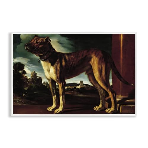 Historical Aldrovani Dog poster encadré Stupell Industries blanc 45x30 cm