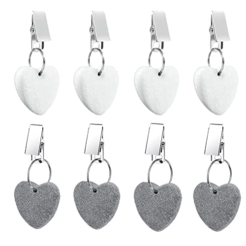 Geananao 8 unidades de pisapeles para mantel de corazón, mármol con clips de acero, para exteriores, para jardín, pícnic, camping, boda Cover