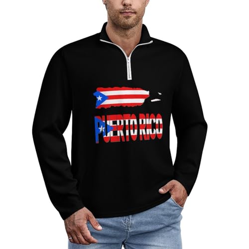 Jamaican Flag Men's Knit Polo- Sweater Classic Casual Long Sleeve Zipper Pullover Sweater