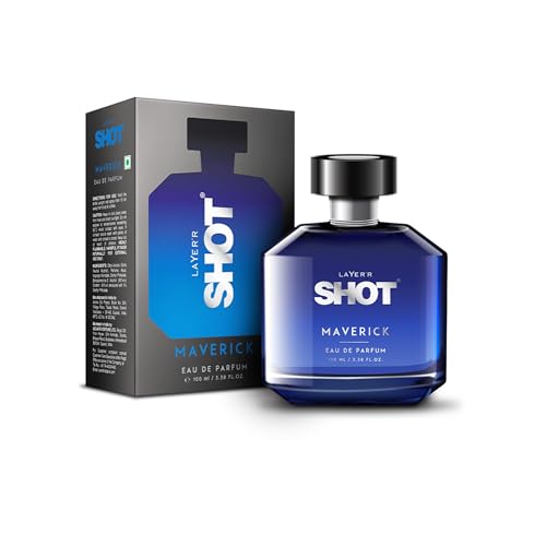 Image of Layer'r SHOT Maverick Eau De Parfum for Men, 100ml | Long-lasting fresh fragrance with citrus, ozonic, white floral, aromatic, amber & moss notes for everyday wear.