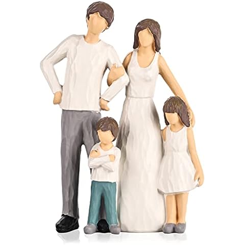 Family Figurines Decor Family of 4 Figurines,Resin Family Figurine Sculpture,Figure Statue,Memorial Gift for Parents,Suitable for Ornament Sculpture for Home Decor Bedroom Living Room Tabletop Cover