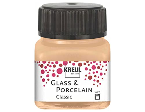 KREUL 16249 - Glass & Porcelain Classic Metallic Champagne, en Pot de 20 ML, Peinture Brillante pour Verre et Porcelaine à Base d'eau, séchage Rapide, Opaque