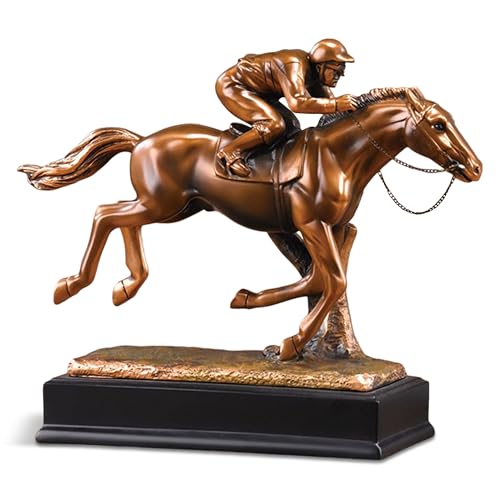 Escultura de jinete en caballo bronceado 12 x 3.5 x 9.5 in miniatura 1