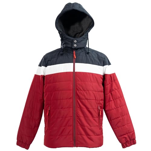 Image of Men's Thermal Jacket Triple Layer Insulated Winter Coat | Water Repellent Windproof Jacket with Detachable Hood | Warm Fleece Lined Travel Outdoor Jacket for Men