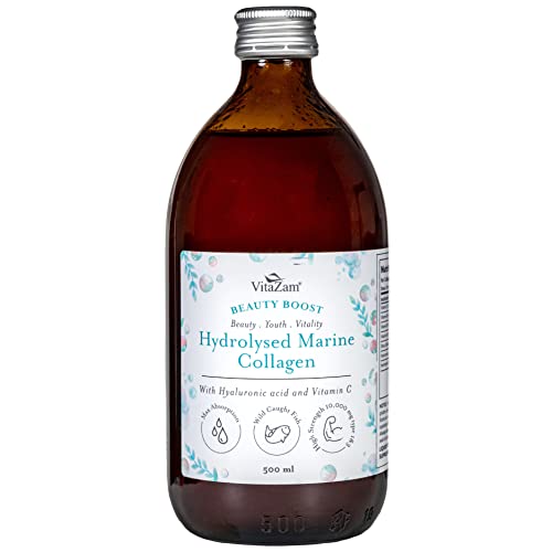 VitaZam Hydrolysed Marine Collagen Liquid Supplement Sugar Free Drink 10000mg Collagen Peptide...