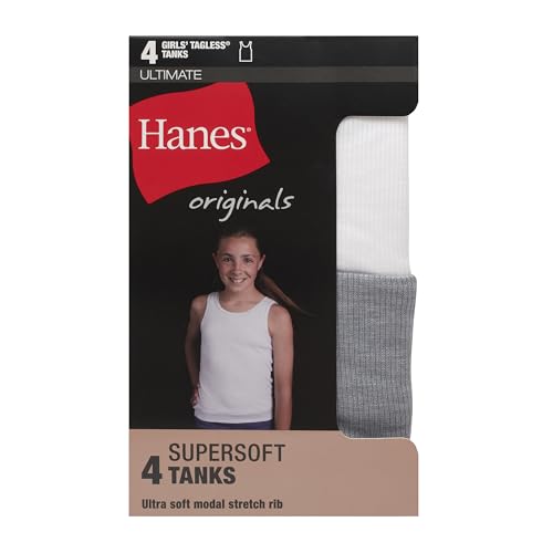 Hanes GUSSTK Big Originals Pack, Supersoft Top For Girls, Modal Stretch Rib Tanks thumb #5