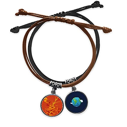 Pulsera de cuero y oro con motivo de pintura de la cultura japonesa de alta resistencia