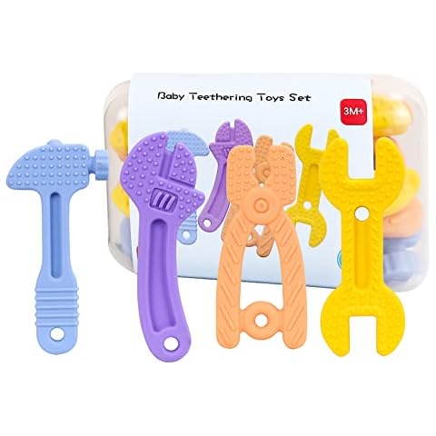 Zdolmy Teething Toys for Babies 0-6 Months 6-12 Months, Baby Teething Toys Set, BPA-Free Silicone, Soft Textures, Molar Teether, Easy to Hold, Easy to Clean and Freeze - 4 Packs Cover