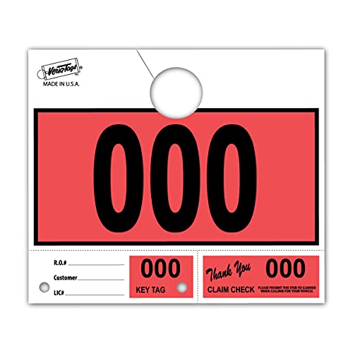 Versa-Tags Red 3-Part Dispatch Hang Tags, 1000 Count, 000-999