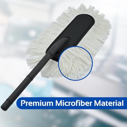 Image of Car Duster Microfiber Brush Shine & Dust Removal Cleaning Brush Duster for Cars, SUVs & All Vehicles - White