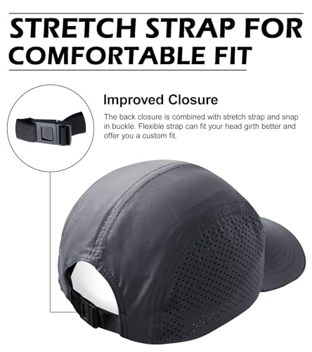 Dymeily Mens Breathable Mesh Running Hat Outdoor Upf 50+ Lightweight Baseball Golf Cap Dark Grey Quick Dry Sun Hat thumb #3