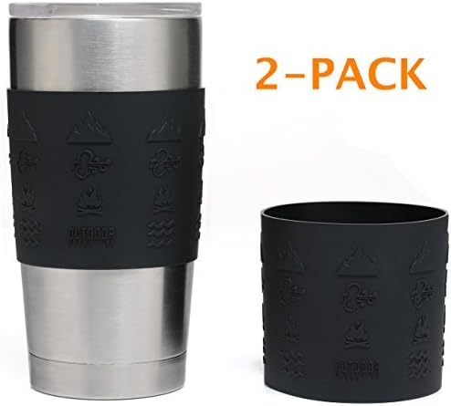 Tumbler Silicone Sleeve Grip Enhancer - 2 Included in Pack - Fits 20 and 10 oz Yeti Stainless Steel Tumblers - Cup and Lid in images not Included