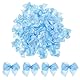 AOZUO 100 Stück Satinschleifen, 3x2cm Kleine Schleifen aus Satinband Blumen Applikationen DIY Handwerk Deko Schleifen für Hochzeit Taufe Kommunion Applikation Streudeko(Blau)
