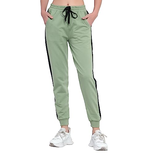 Image of BLUE STAR SHARK Women's Cotton Loopknit Track Pants | Comfortable Lounge Pants for Summer | Casual Pyjamas, Nightwear, Gym, Yoga, Sports, Running | Relaxed Fit Everyday Comfort