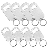 zoocm Stainless Steel Flat Beer Bottle Opener Keychain, Sturdy and Durable 8 Pcs to Send to Friends, Light and Easy to Carry, Suitable for All Beer Bottle Caps, Silvery White