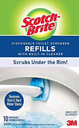 Scotch-Brite Disposable Toilet Scrubber Refills, Disposable Refills with Built-In Bleach Alternative, 10 Disposable Refills