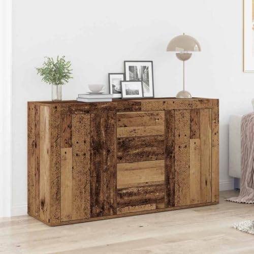 sephironlbb Aparador moderno de aspecto de madera vieja, 120 x 36 x 69 cm, hecho de material de madera, con 4 cajones y 2 puertas, para comedor y sala de estar, maravillas de almacenamiento