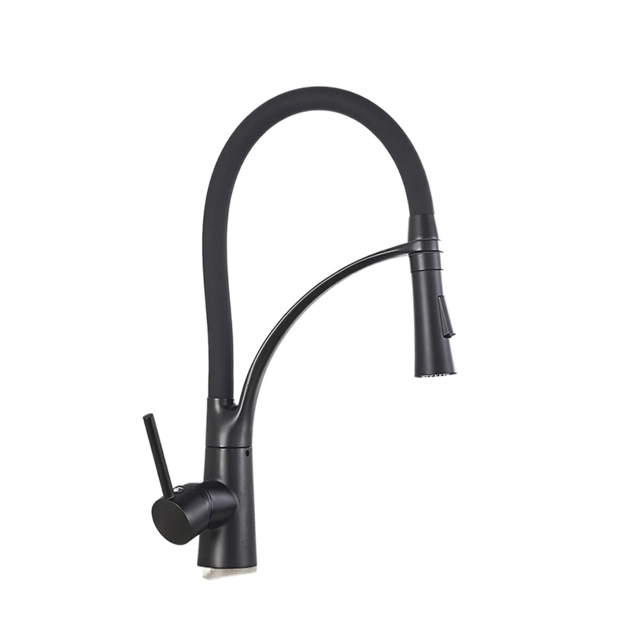 WIQUYBML Kitchen Tap, Black/Chrome Sink Faucet, Swivel Pull Down Faucet Mounted Deck Bathroom Hot and Cold Water Mixer(Matte Black)