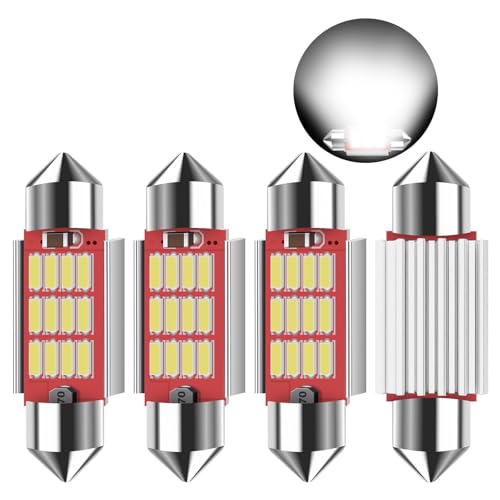 Safego 4x 36mm LED Canbus 4014 12SMD Lampadine Bianco C5W