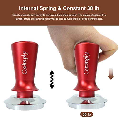 Cozimply 58Mm Espresso Tamper - Premium Barista Coffee Tamper With Calibrated Spring Loaded And 100% Flat Stainless Steel Base (Red) #TOP2