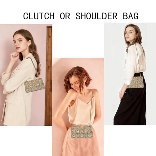 Image of Flower Rhinestone Crystal Clutch Purse Shoulder Bag Sparkling Evening Bag for Wedding Prom Party Bride Guest