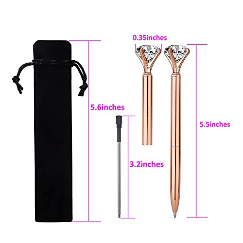 Mstokin Bling Crystal Diamond Pen Metal Ballpoint Pens For Office School With Reffills Students Gift, Pack Of 3 4 5 8 12 (3 Gold) #TOP2
