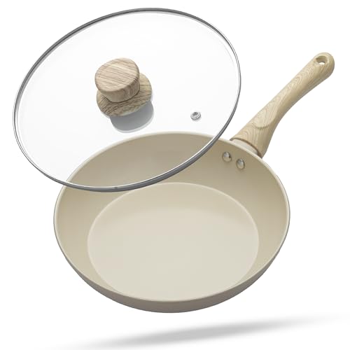 Image of Lifelong Forged Fry Pan 24cm with Glass Lid | 1.8Ltr, 1.9kg Pan | Ceramic Coated | Gas Stove and Induction Friendly | Non-Stick, Teflon Free & Durable |Skillet for Cooking, Searing, Sauteing, & Frying