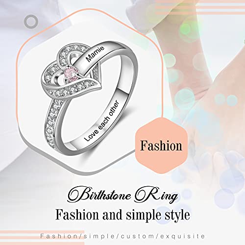 Personalized 1-8 Birthstone Mothers Rings Sterling Silver Custom Family Birthstones Names Promise Engagement Band Ring Birthday Mother's Day Gifts for Mom Grandma Wife4