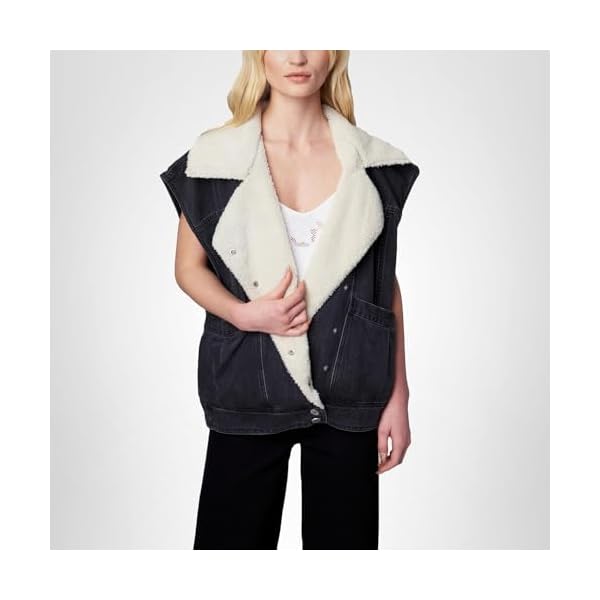 [BLANKNYC] Womens Luxury Clothing Denim and Sherpa Oversized Vest, Comfortable & Stylish
