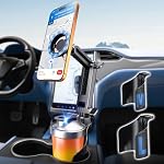 ELWEY Cup Holder Phone Holder for Magsafe, Car Phone Holder Magnetic, Upgraded 2 in 1 Cup Holder Phone Mount with Dual Adjustable Bases, Powerful N55 Magnet, 15" Height, for iPhone 17 Pro Max 16 15