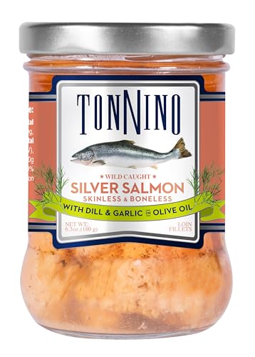 Tonnino Dill and Garlic Olive Oil Alaska Silver Salmon Fillets, 6.7 oz 6pk