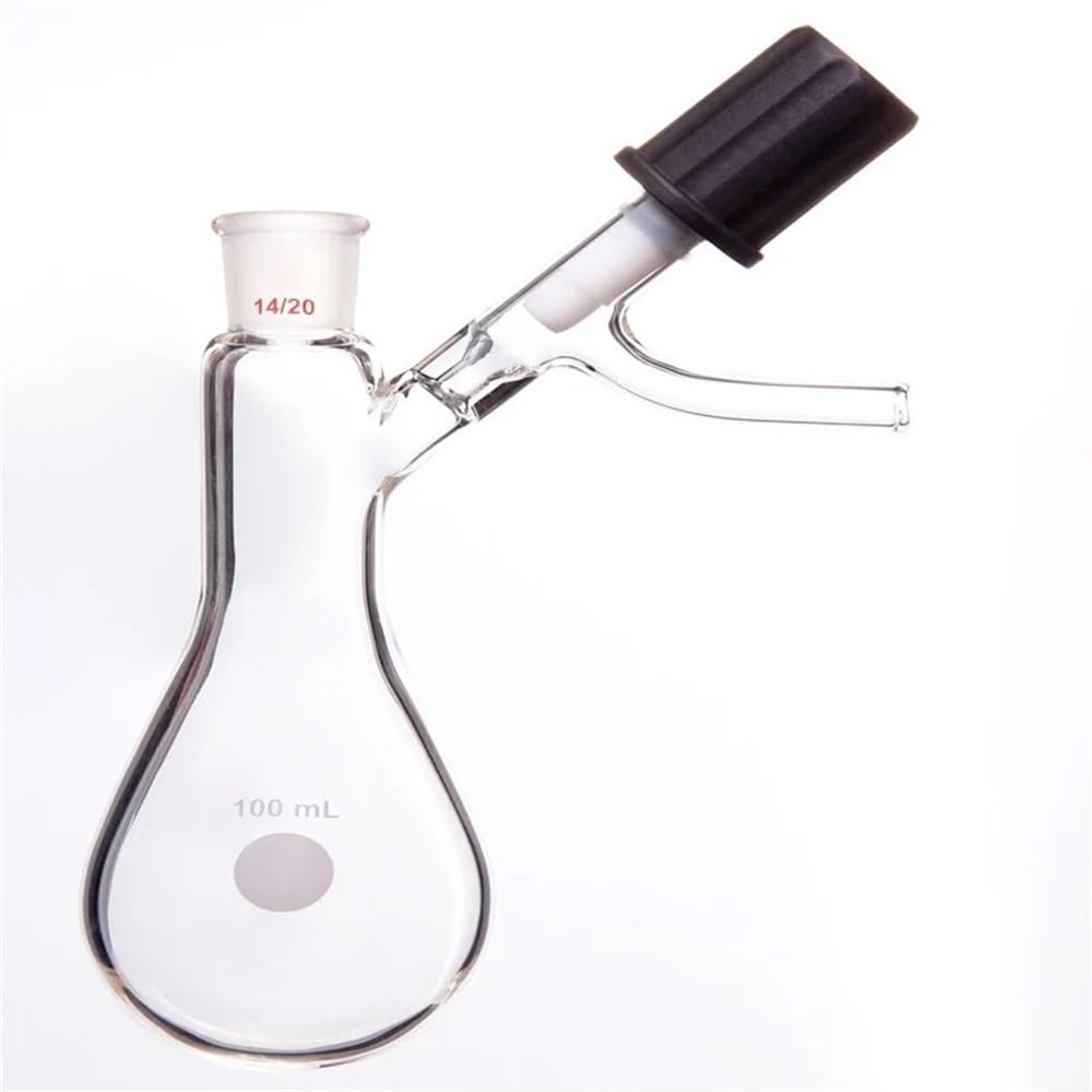 Vetreria da laboratorio Flacone di reazione da 4 mm con valvola in PTFE for alto vuoto, pallone in vetro borosilicato F90(25mL-F901425H)
