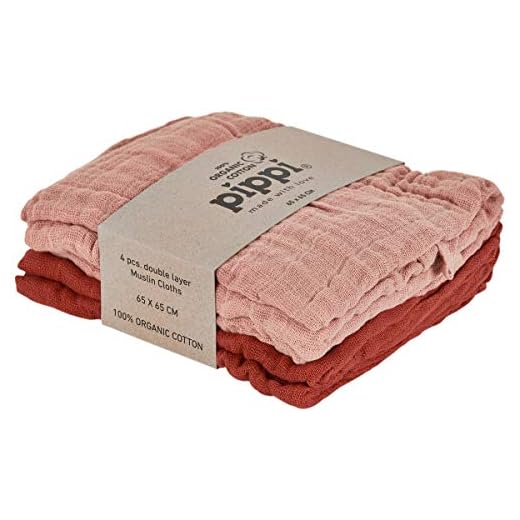 Pippi Unisex Baby 4er Pack Stoffwindeln, Spucktücher, Kuscheltücher oder Windeltücher, Geeignet Badebekleidungsset
