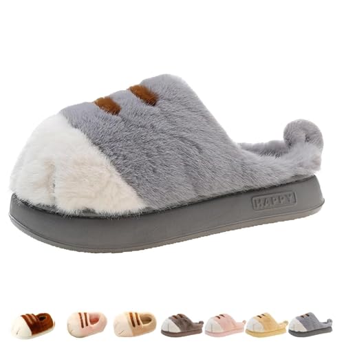 Cat Paw Slippers,3D Cute Cat Paw Cartoon Slipper for Women, Warm Fluffy Furry Winter House Cat Paw Slides for Indoor