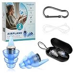 Hearprotek Ear Plugs for Flying, 2 Pairs Reusable Silicone Flight Earplugs for Air Pressure, 24db Noise Reduction, Travel Essentials for Teenagers, Adults with Small Canals S&M Size
