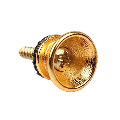 2Pcs Guitar Strap Locks Metal Strap Buttons Metal End Pins Flat Head For Acoustic Classical Electric Guitar Bass Ukulele, Gold(Pack Of 2) #TOP7