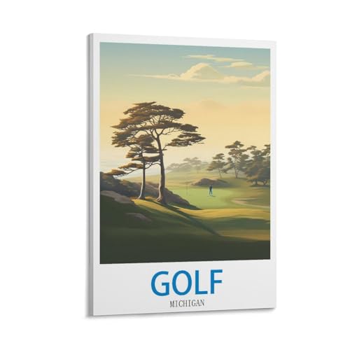 Tableau de golf Michigan d'exception - Impression sur toile d'art rétro 60x90 cm