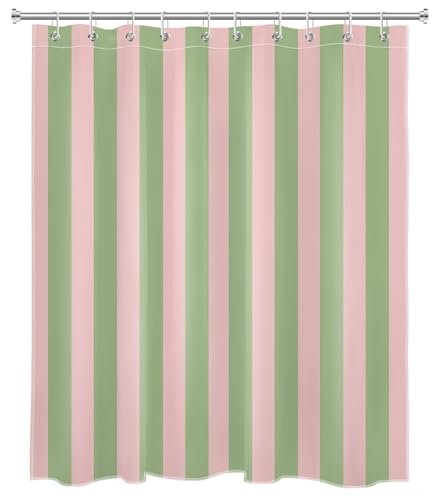 Eobtain YL31804 Pink And Green Striped Shower Curtain thumb #1